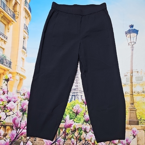 Eileen Fisher Textured Black Trousers Stretchy Pants Size PS - Picture 2 of 6
